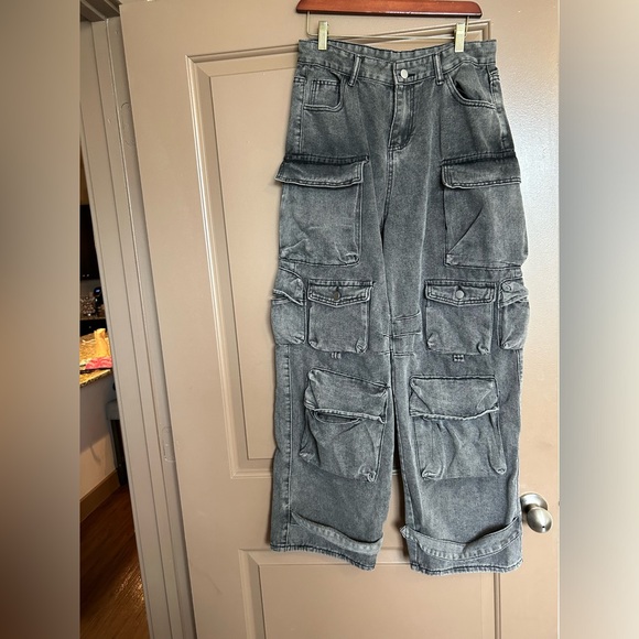 WASHED DENIM TOP-QUALITY MULTIPLE POCKETS DESIGN JEAN WOMEN'S LOOSE - Picture 6 of 6